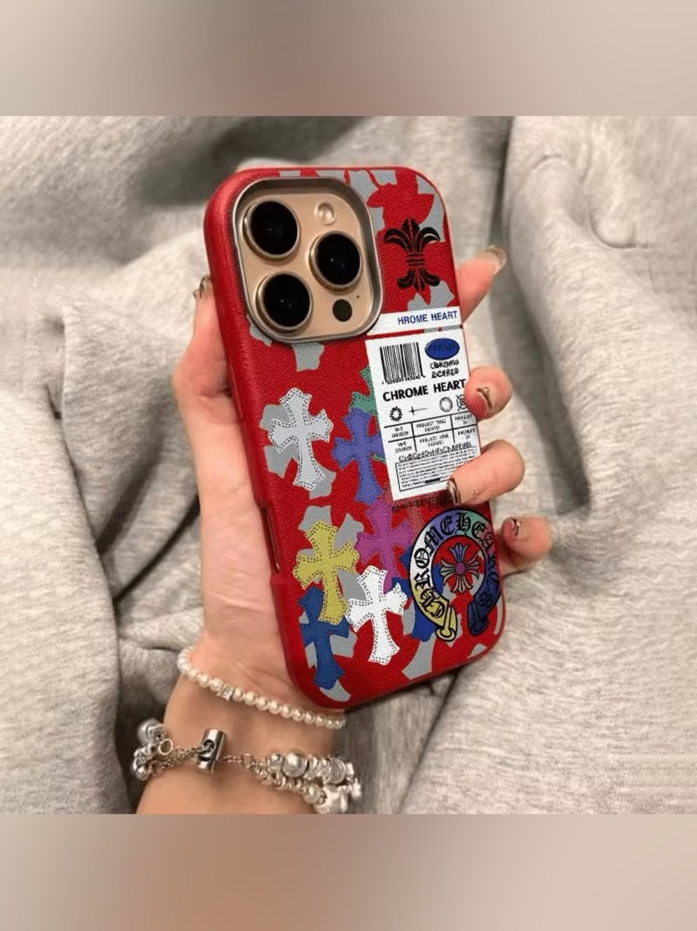 Chrome Hearts Multicolor Cross Graphic Red iPhone Case